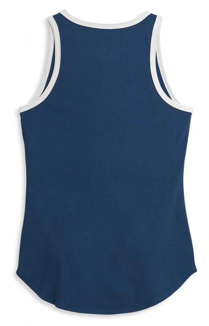 Harley-Davidson® Women's Block Letter Contrast Neck Tank Top - Navy Peony