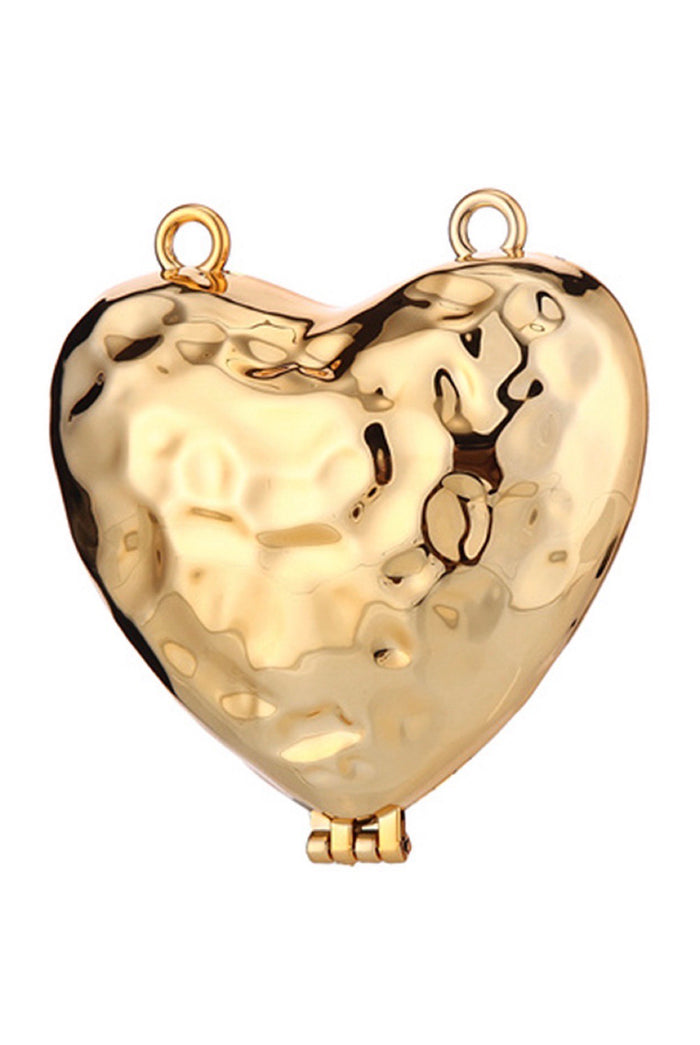 Heart Shaped Hammered Metal Coin Purse With Chain