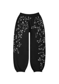 HEIST RHINESTONE SAFETY PIN OVERSIZED SWEATPANTS BLACK