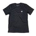 Hex Icon Tee - Black with small white hexagonal logo on left chest.