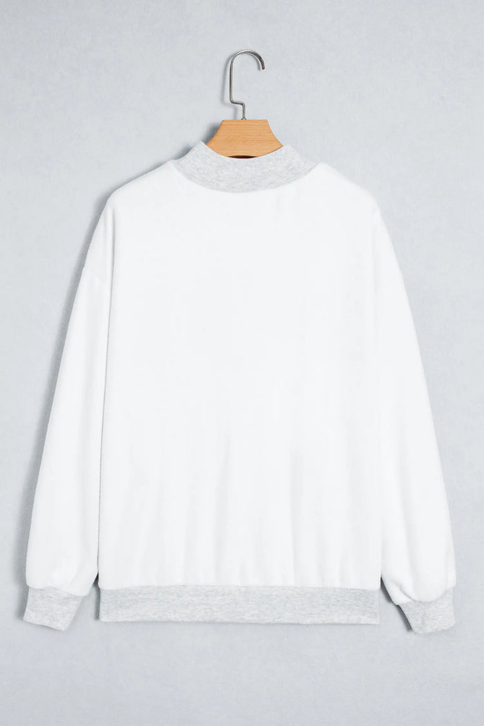 High Neck GAMEDAY/ FOOTBALL Double Side Printed Reversible Sweatshirt – Light Grey