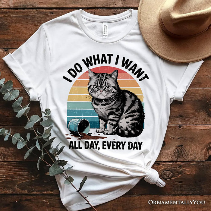 I Do What I Want Cat Retro T-Shirt, Unisex Sarcastic White Tee for Cat Lovers T-Shirts OrnamentallyYou White XS