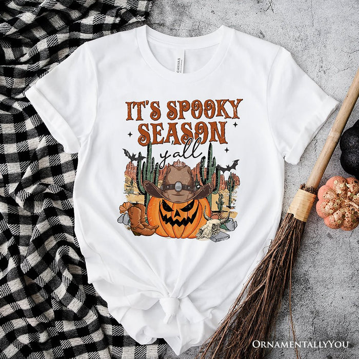 It's Spooky Season Y'all T-Shirt, Funny Western Halloween Tee for Pumpkin Cowboys T-Shirts OrnamentallyYou White XS