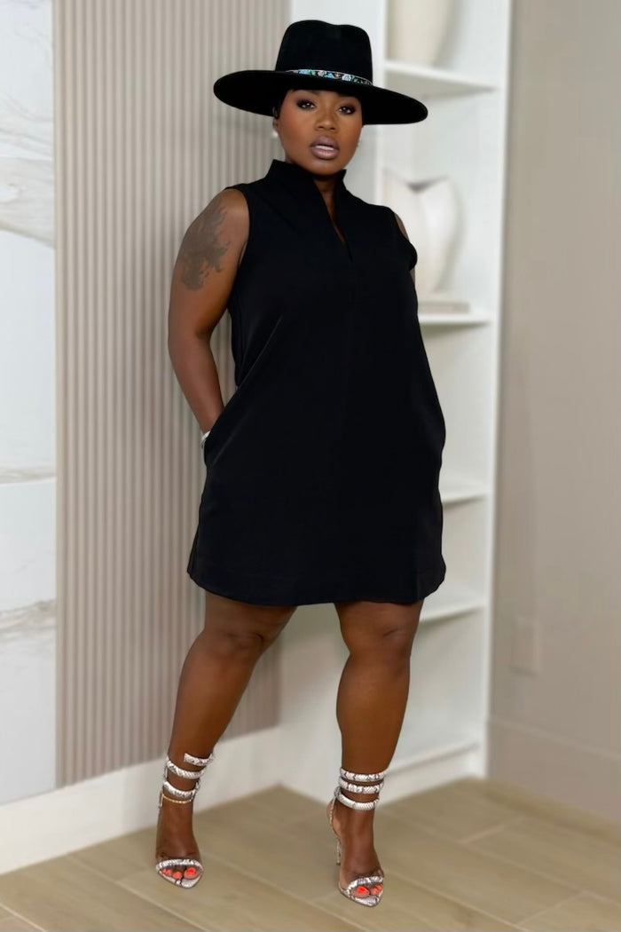 Jackie O Mini Shift Dress - Black