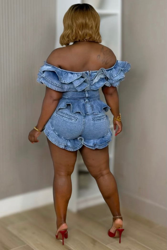 Jazmyn Ruffle Denim Short Set