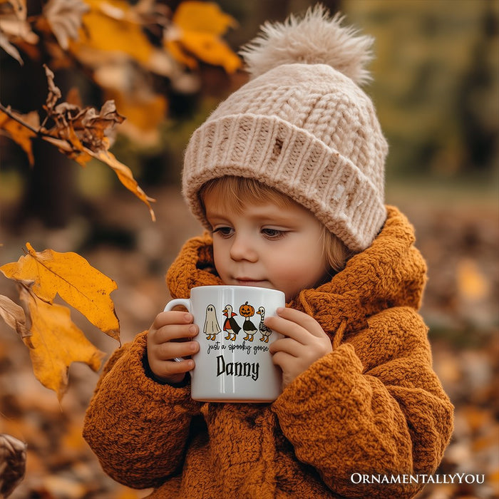 Just a Spooky Goose Personalized Mug, Funny Halloween Costumes Gift with Custom Name Personalized Ceramic Mug OrnamentallyYou