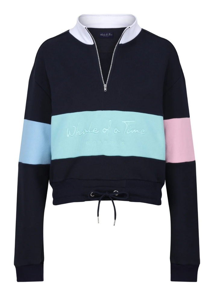 Kingsbridge Women's Cropped Quarter Zip Sweatshirt - Navy