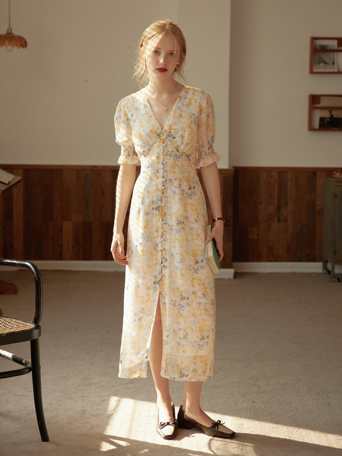 Kora Floral Printed Rayon Maxi Dress