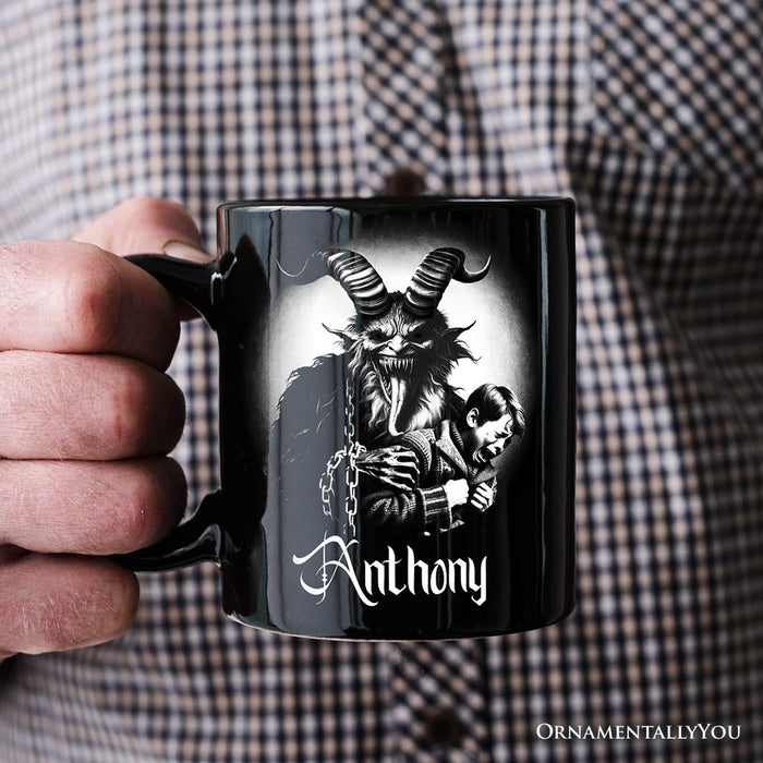 Krampus Spooky Portrait Personalized Mug Horror Villain Theme Halloween Gift with Custom Name Personalized Ceramic Mug OrnamentallyYou