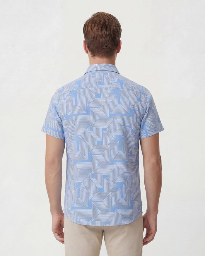 LANDON INTER TWINE BLUE MENS LINEN SHIRT