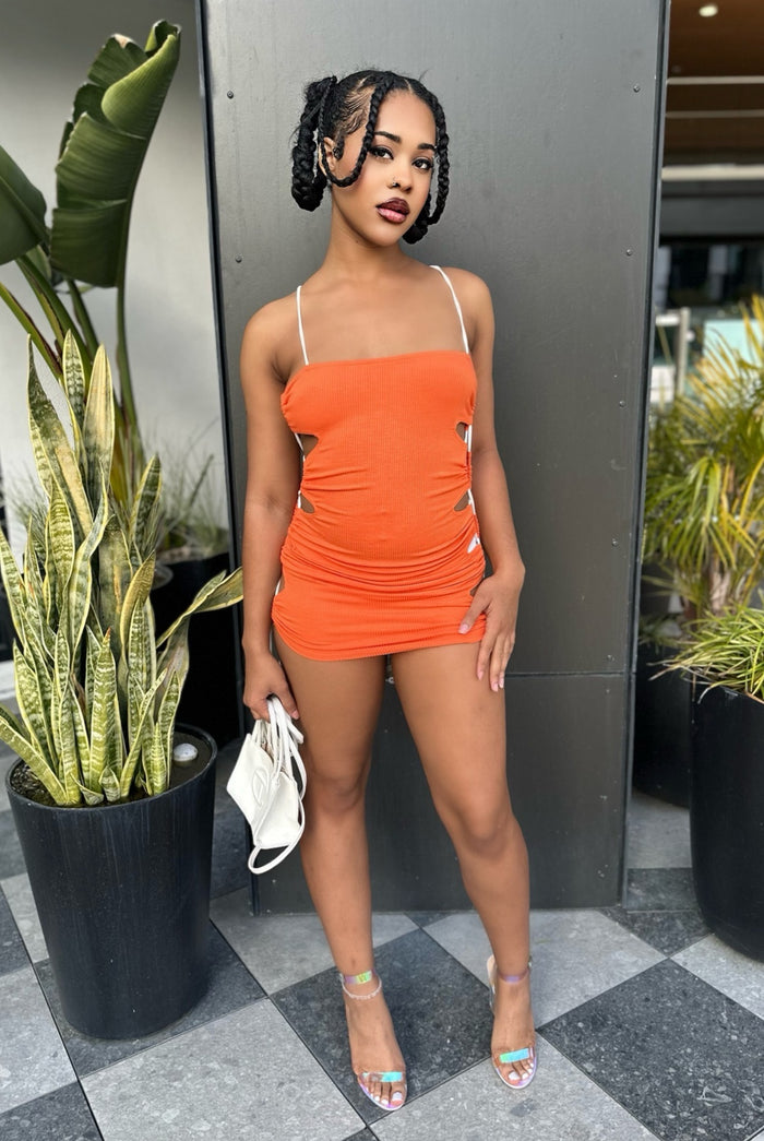 Lasting Memory - Spaghetti Strap Side Lace Up Stretchy Mini Dress
