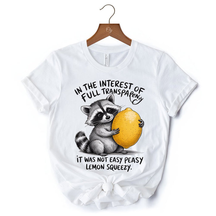 Lemon Squeezy Raccoon T-Shirt, Funny White Tee for Sarcastic People T-Shirts OrnamentallyYou