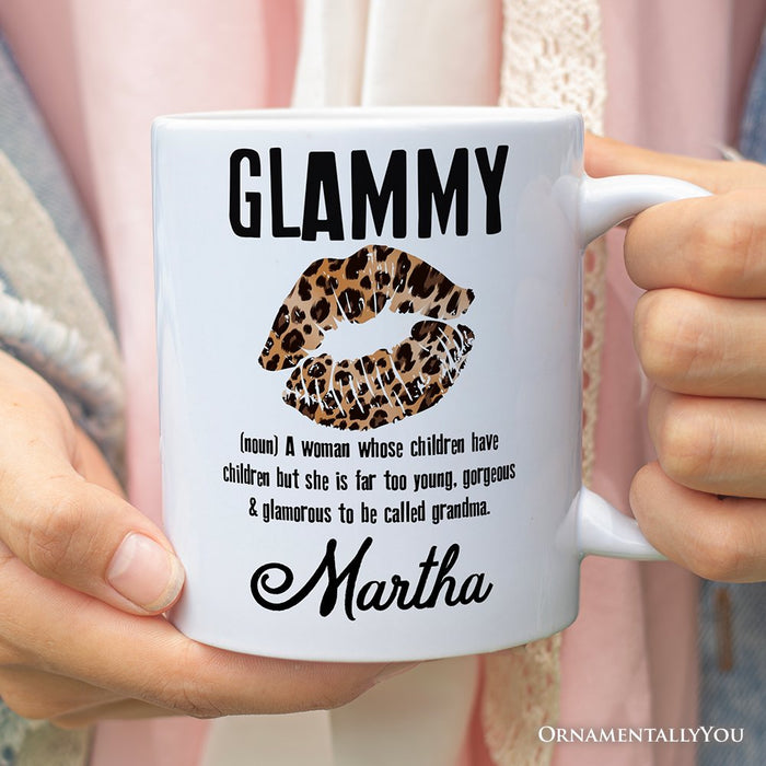 Leopard Lips Glammy Definition Personalized Mug, Coquette Grandma Gift With Custom Name Personalized Ceramic Mug OrnamentallyYou