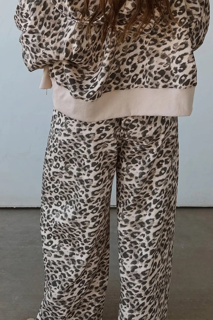 Leopard Print Wide Leg Full Length Pants – Multicolour
