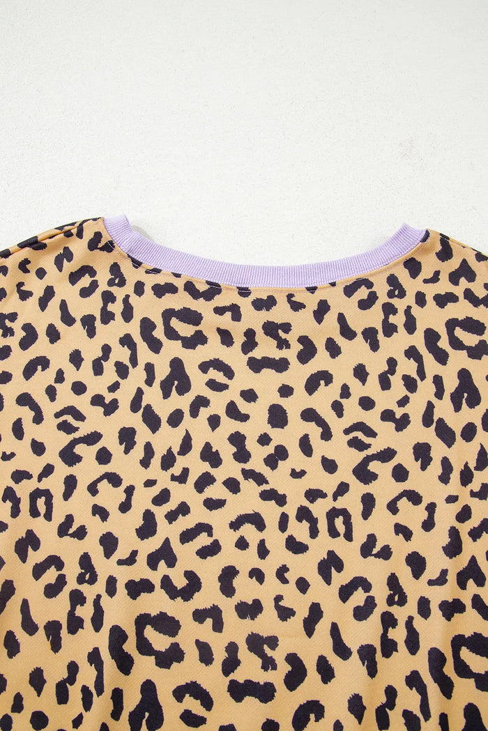 Leopard Striped Patchwork Plus Size Loose Sweatshirt - Size/Plus Sweatshirts & Hoodies