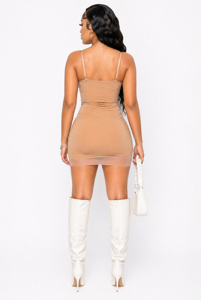 Less Is More - Spaghetti Strap Mesh Bodycon Dress