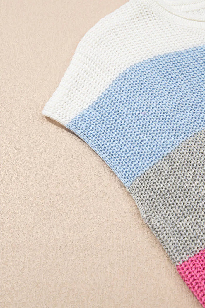 Light Blue V Neck Sweater Top - Sweaters & Cardigans/Short Sleeve