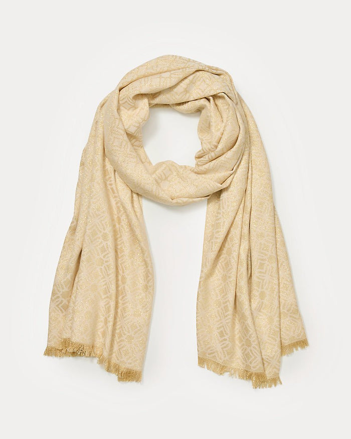 Logo Jacquard Wrap - Wicker Tan X Coconut