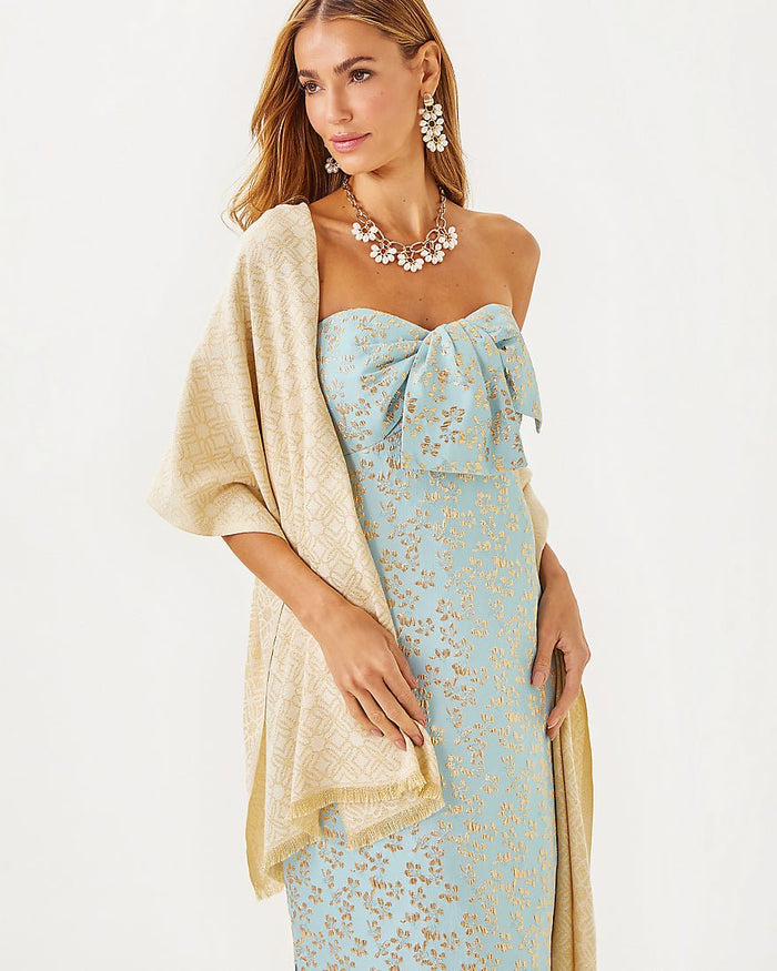 Logo Jacquard Wrap - Wicker Tan X Coconut