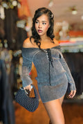 Look The Part - Premium Thick Stretch Off Shoulder Mini Dress