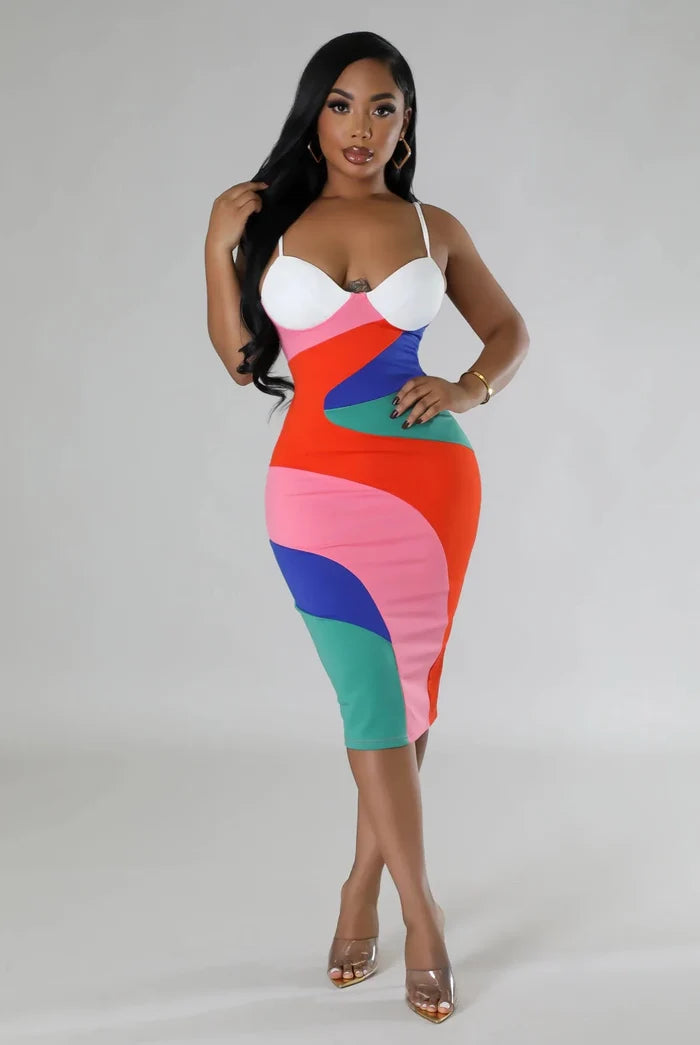 Lusting......Spaghetti Strap Color Block Dress Good Time USA