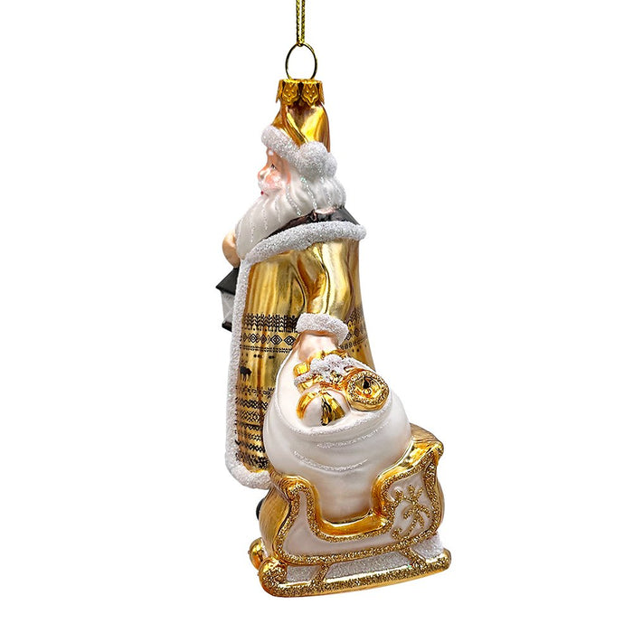Majestic Gold Santa Blown Glass Christmas Ornament, Sleigh Accessory Tree Decor Glass Ornament OrnamentallyYou