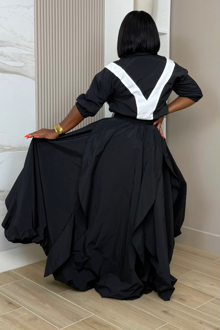 Marcella High Low Ruffle Skirt - Black