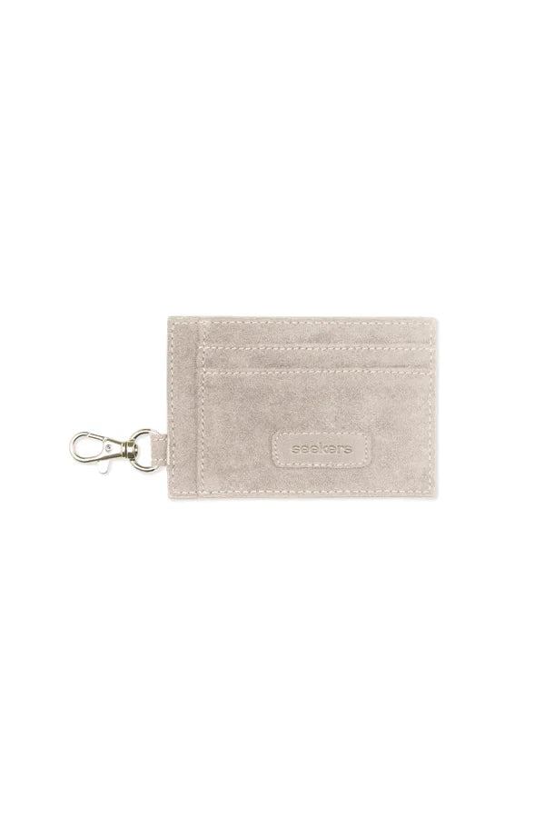 Martha Faux Suede Cardholder in Beige
