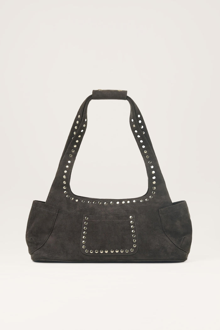Martha Faux Suede Carryall in Dark Grey