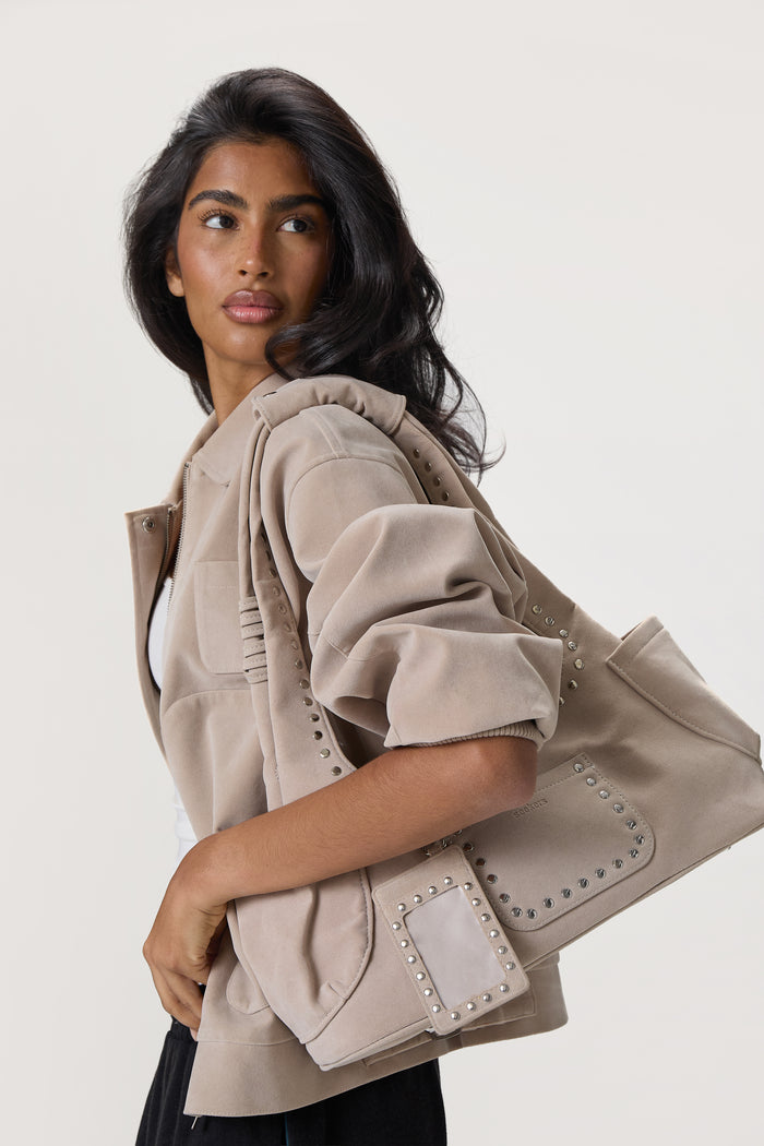 Martha Faux Suede Jacket in Beige
