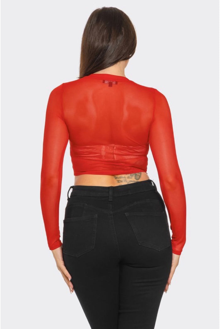 Meia......Mesh Long Sleeve Crop Top