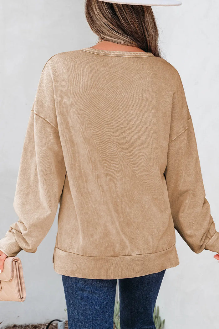 Mineral Wash Big Bow Patchwork Pullover Sweatshirt - Tops/Sweatshirts & Hoodies