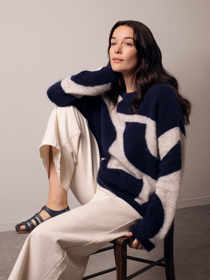Mohair Blend Abstract Geo Jumper