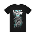 Morning In May Black T-Shirt featuring the band’s name above a tentacled creature, accented with bold teal splatters for a striking design.