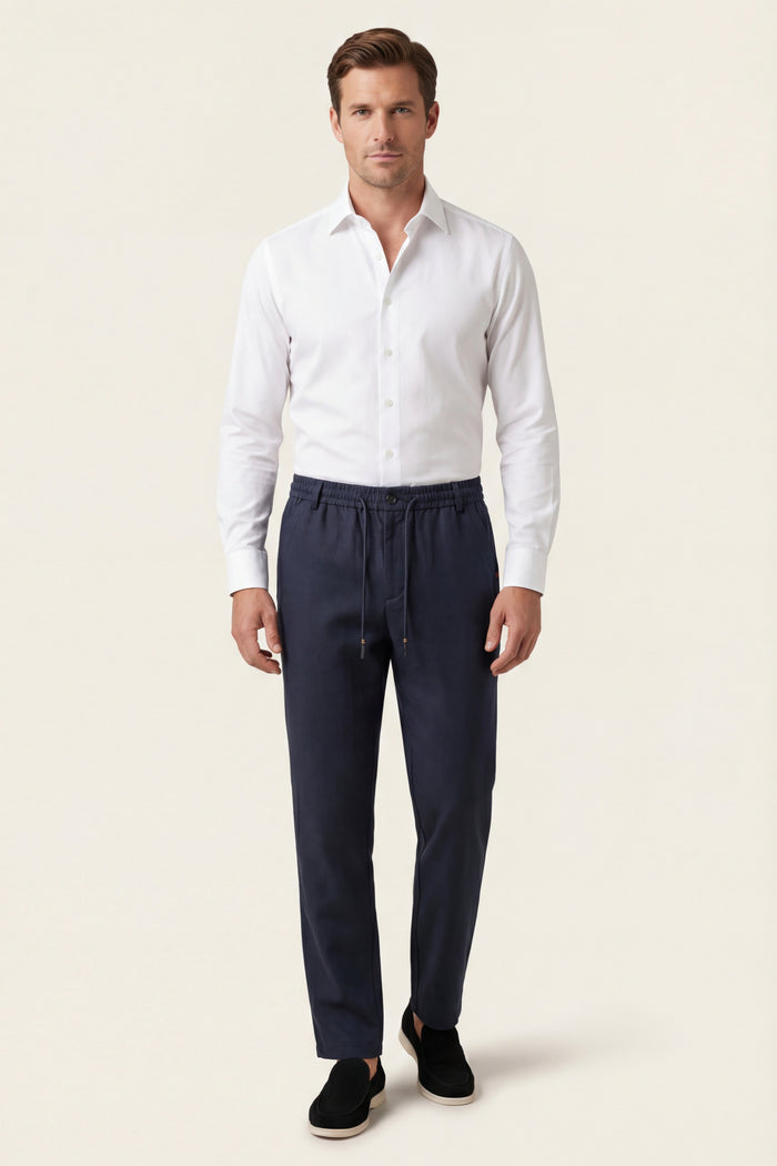 Monteria Stretch Linen Trouser Navy