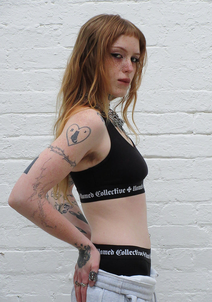 NAMED CLASSICS LOGO RACERBACK BRALETTE BLACK