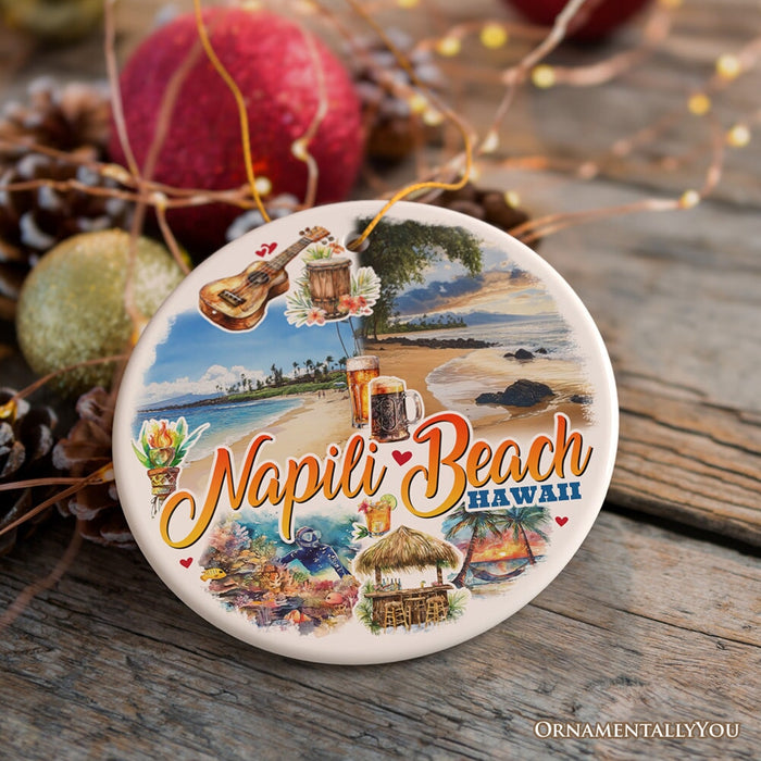 Napili Beach Hawaii Tropical Paradise Christmas Ornament, Hawaiian Islands Souvenir Ceramic Ornament OrnamentallyYou