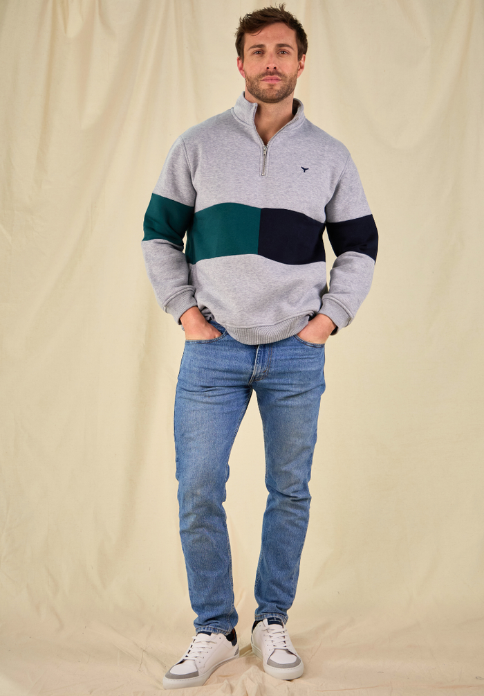 Norfolk Men's Quarter Zip Sweatshirt - Grey