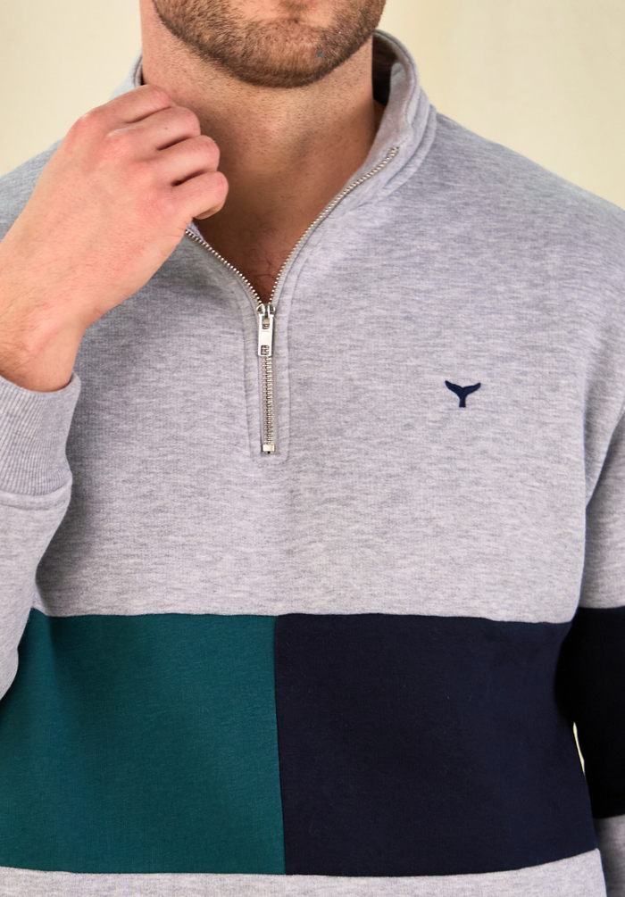 Norfolk Men's Quarter Zip Sweatshirt - Grey