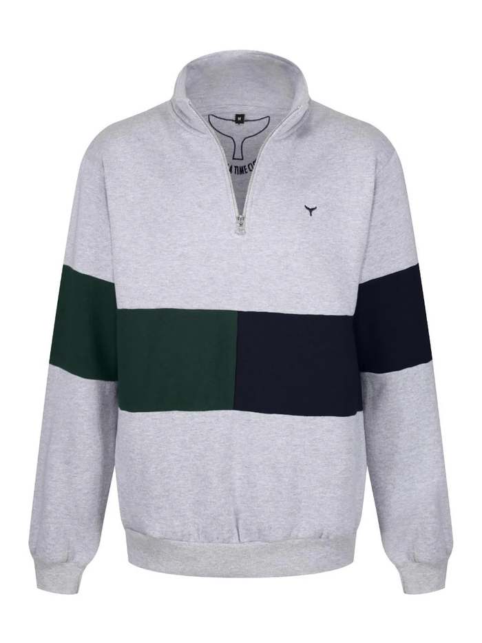 Norfolk Unisex Quarter Zip Sweatshirt - Grey - Whale Of A Time Clothing