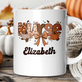 Nurse Coquette Autumn Personalized Mug, Cozy Fall Pumpkins Gift with Custom Name Personalized Ceramic Mug OrnamentallyYou White Customized