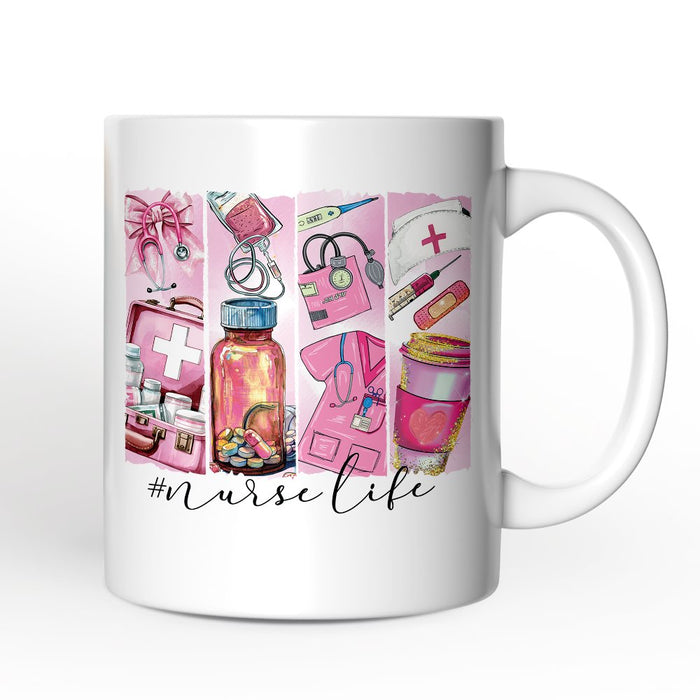 Nurse Life Personalized Mug, Coquette Medical Worker Appreciation Gift with Custom Name Personalized Ceramic Mug OrnamentallyYou