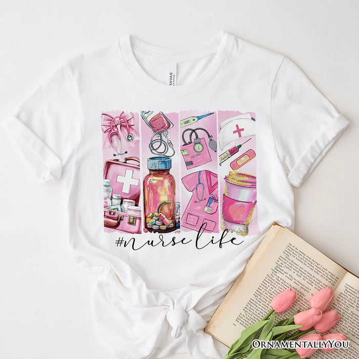 Nurse Life T-Shirt, White and Natural Medical Essentials Tee for Coquette Nurses T-Shirts OrnamentallyYou White XS