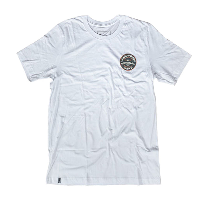 OG Wake Tee: White with a small chest logo on the left side.