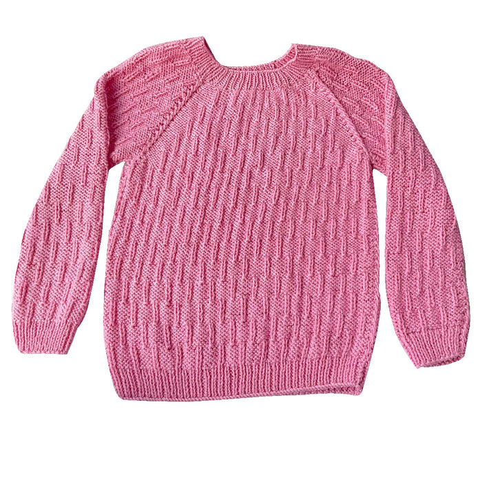 Organic Wool  | Pullover | Ivory  |  Classic Rose | Size- 8-9 years - Mojopanda Organic  Store