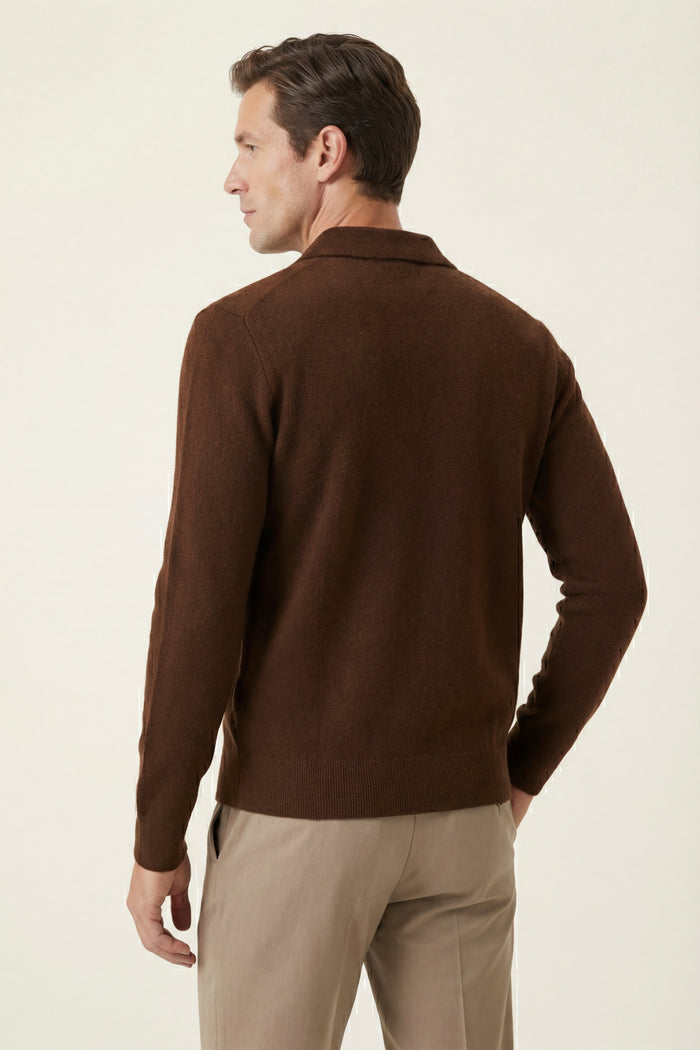 Orvello Dual-Zip Wool Cardigan Caramel