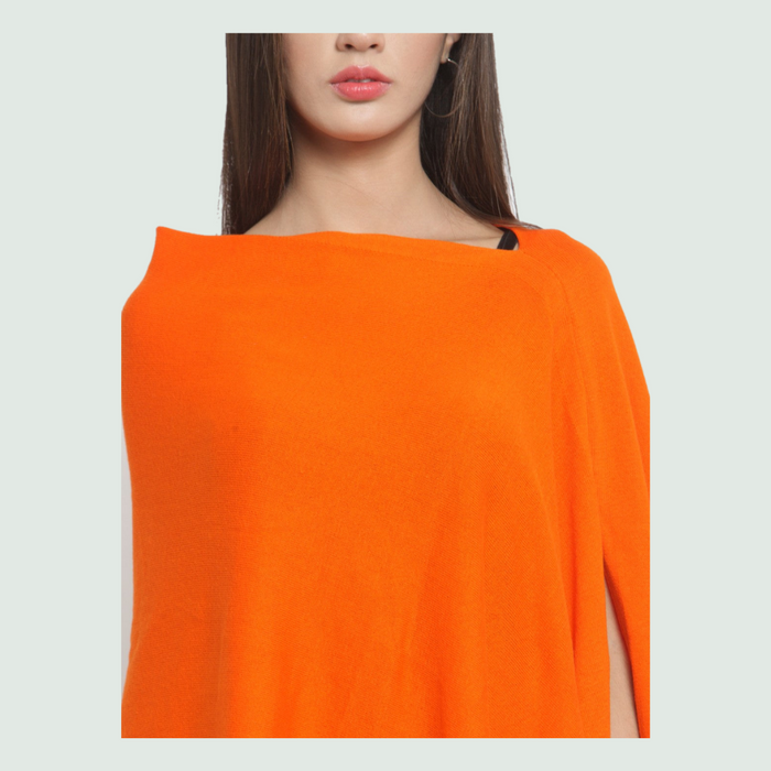 Paprika Knitted Poncho - Front View