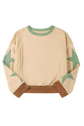 Shop Parchment Star Patchwork Exposed Seam Oversized Sweatshirt at eAura