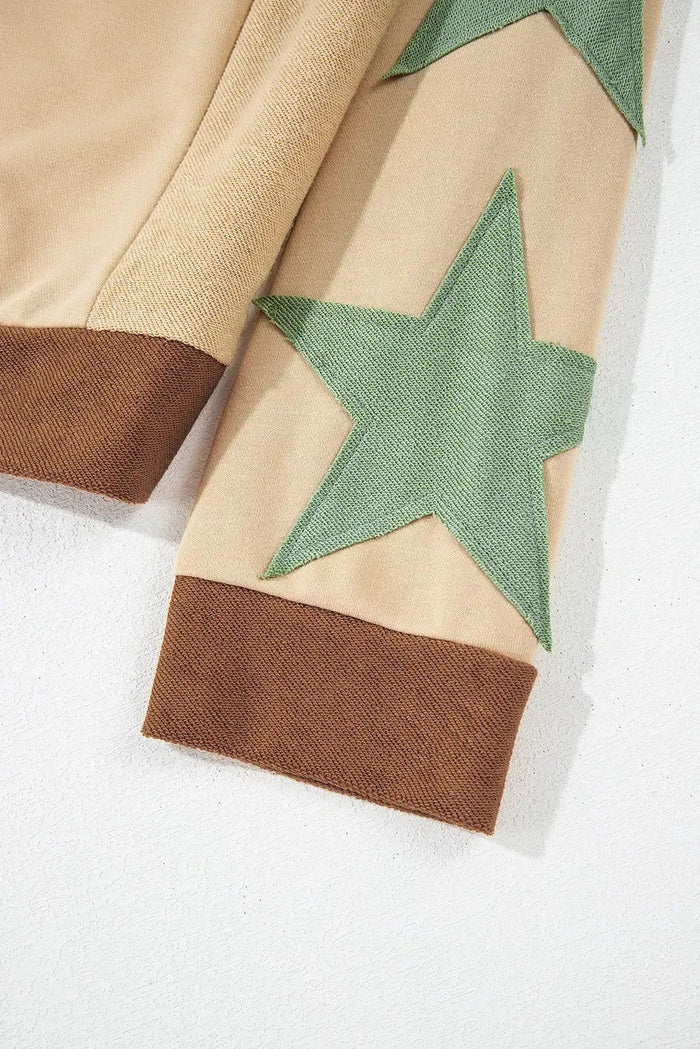 Shop Parchment Star Patchwork Exposed Seam Oversized Sweatshirt at eAura