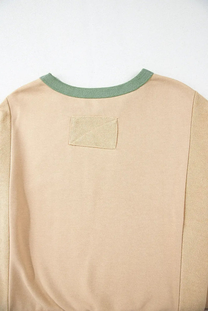 Shop Parchment Star Patchwork Exposed Seam Oversized Sweatshirt at eAura